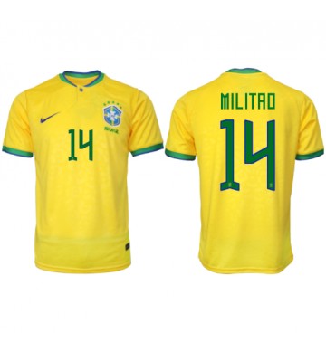 Brasilien Eder Militao #14 Replika Hjemmebanetrøje VM 2022 Kortærmet